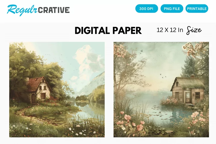 Cottagecore Digital Paper, Cottagecore Background