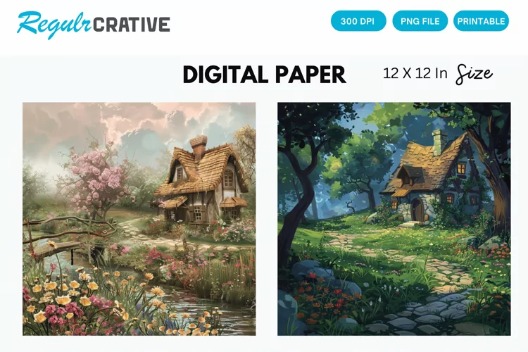 Cottagecore Digital Paper, Cottagecore Background