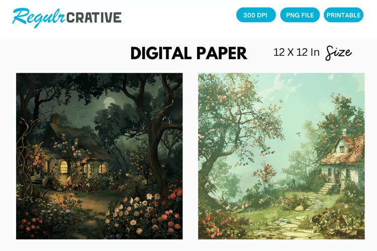 Cottagecore Digital Paper, Cottagecore Background