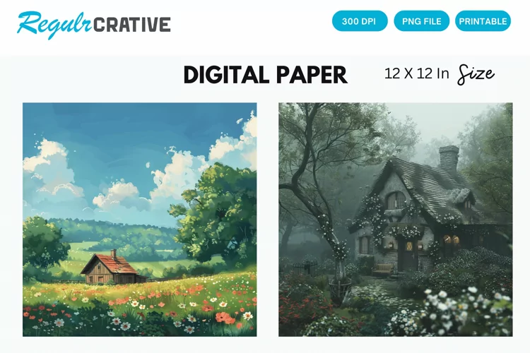 Cottagecore Digital Paper, Cottagecore Background