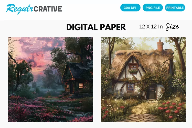Cottagecore Digital Paper, Cottagecore Background