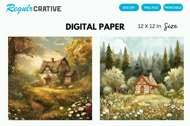 Cottagecore Digital Paper, Cottagecore Background