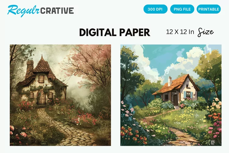 Cottagecore Digital Paper, Cottagecore Background