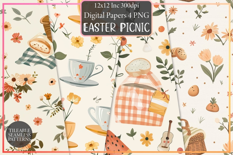 Cottagecore Easter Picnic Digital Paper