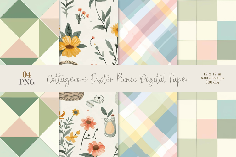 Cottagecore Easter Picnic Digital Paper