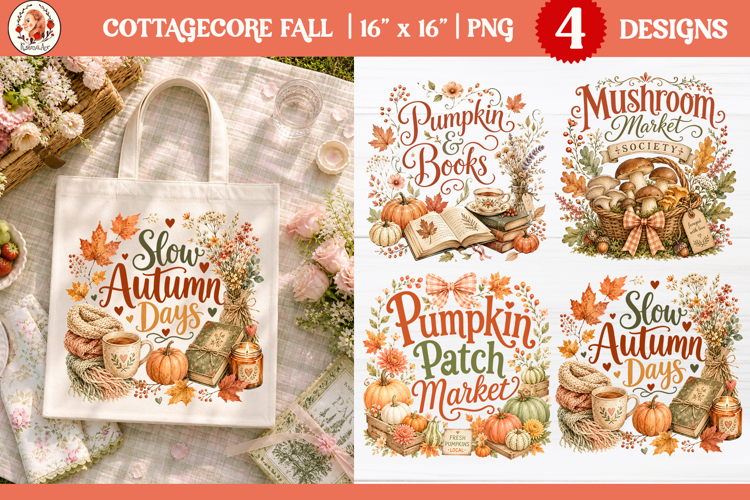 Pumpkin Patch Market, Watercolor Sublimation, Tote Bag PNG