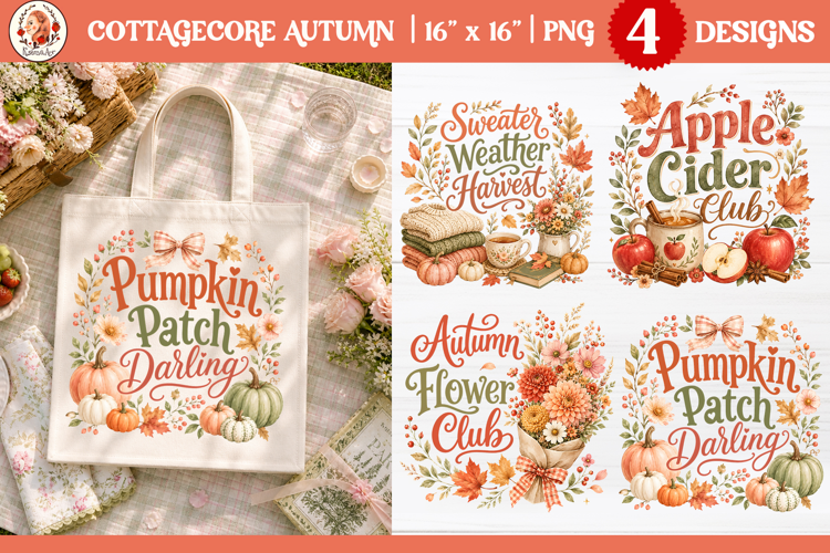 Fall Garden Market Watercolor Sublimation, Tote Bag PNG