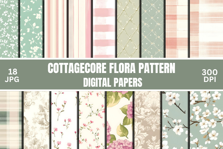 Cottagecore Floral Pattern Digital Paper Bundle Pack