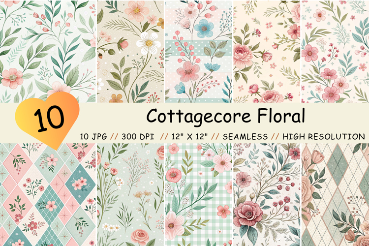 Cottagecore Floral Seamless Pattern Set