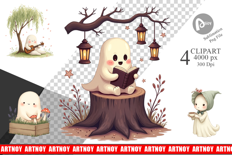 Cottagecore Ghosties Clipart