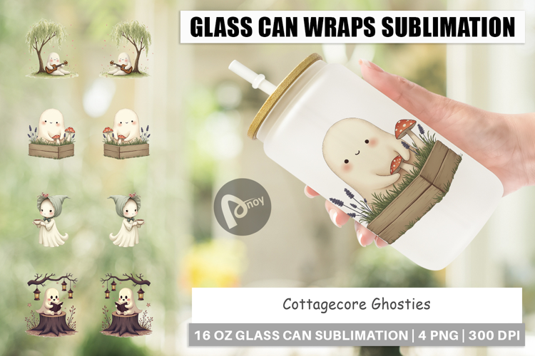 Glass Can Cottagecore Ghosties
