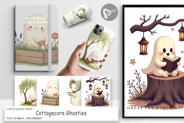 Digital Paper Cottagecore Ghosties