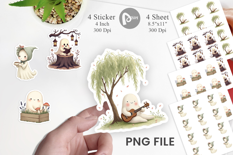 Cottagecore Ghosties Sticker