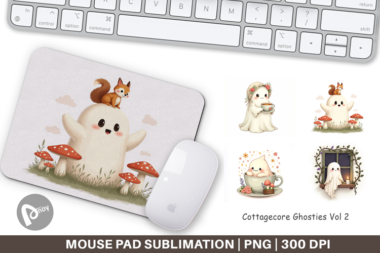 Mouse Pad Cottagecore Ghosties