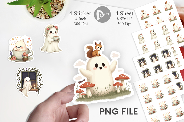 Cottagecore Ghosties Sticker