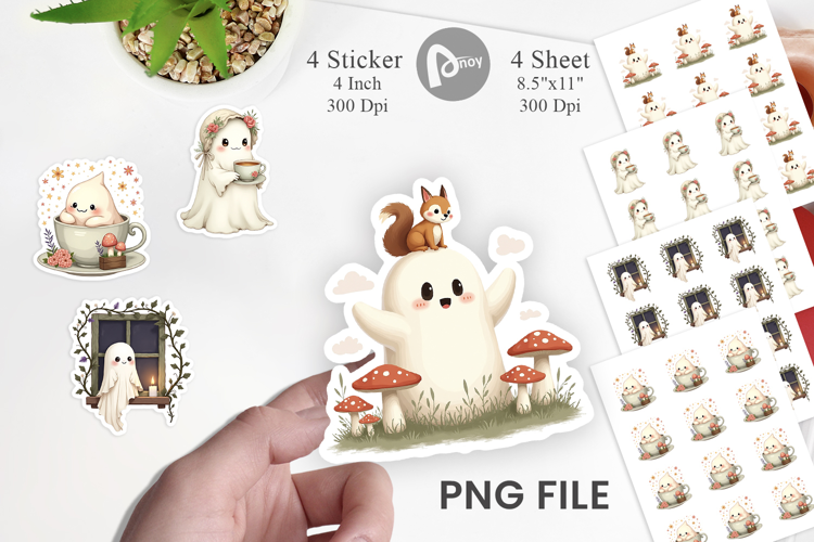 Cottagecore Ghosties Sticker