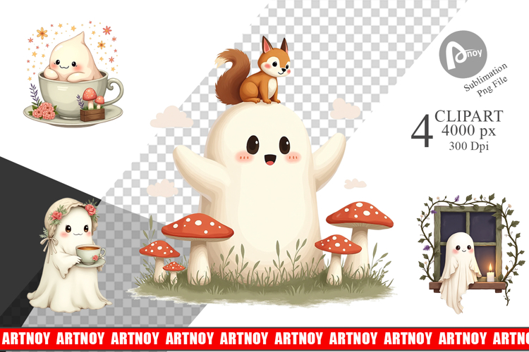 Cottagecore Ghosties Clipart