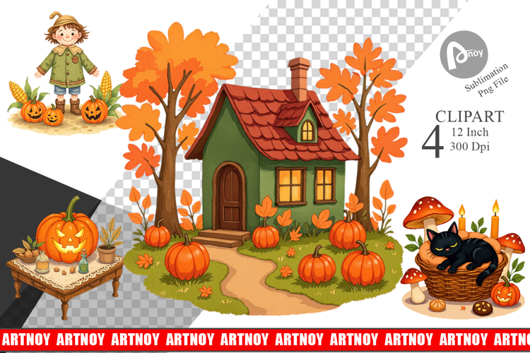 Cottagecore Halloween Clipart