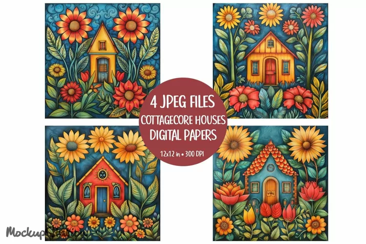 Tiny Cottage Core House Junk Journal Page | Decoupage JPG