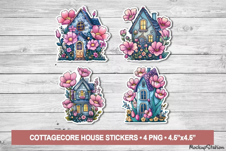 Cottagecore House Stickers | Vintage Cute Printable PNG