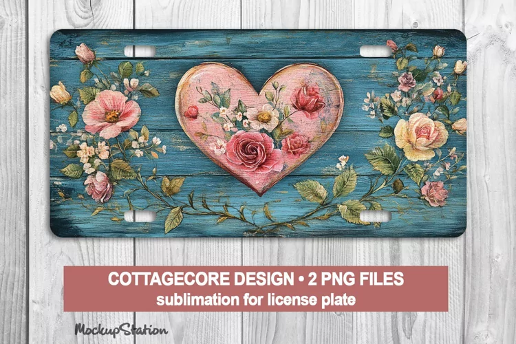 Valentine License Car Plate PNG | Vintage Heart Style Design