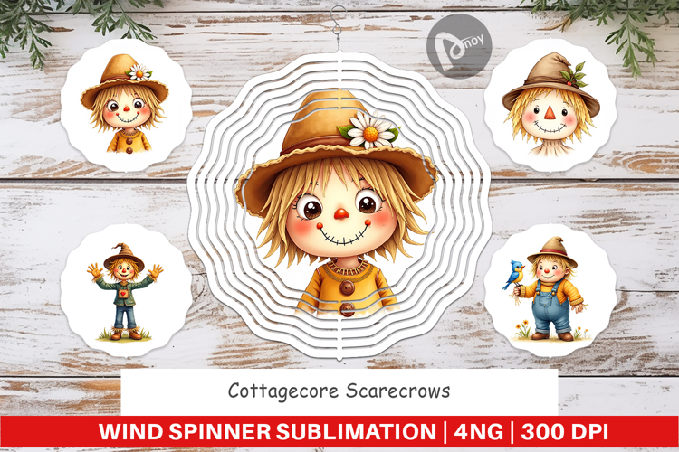 Cottagecore Scarecrows Wind Spinner