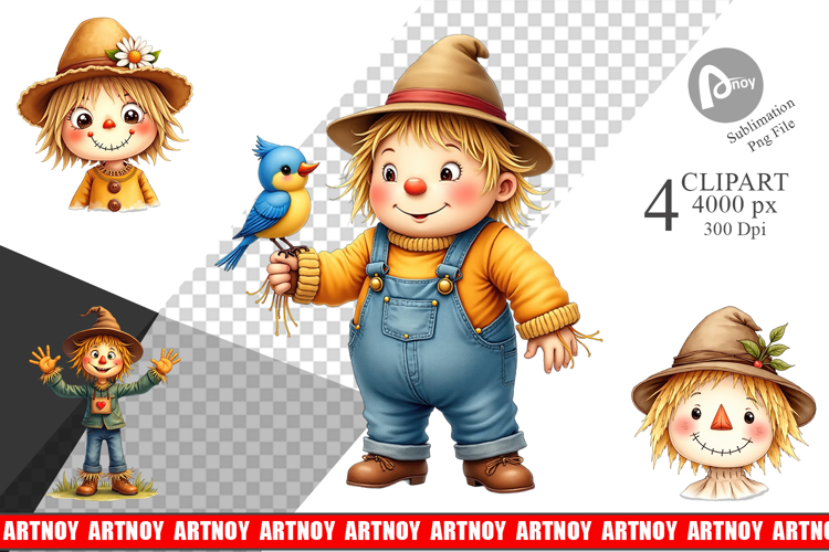 Cottagecore Scarecrows Clipart