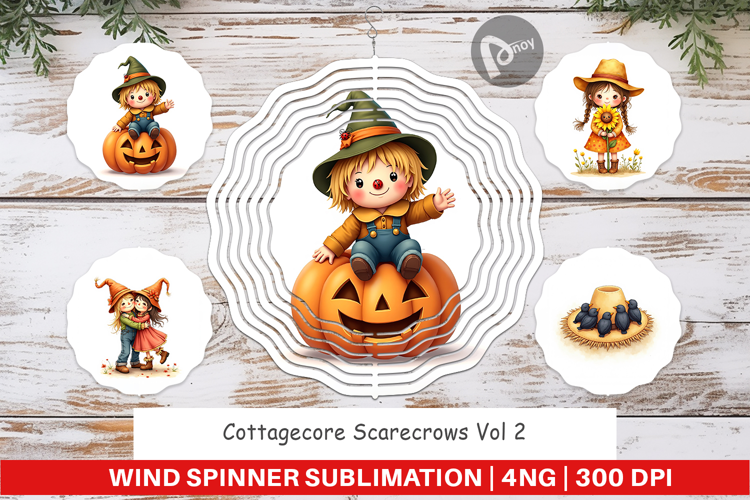 Cottagecore Scarecrows Wind Spinner
