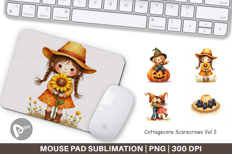 Cottagecore Scarecrows Mouse Pad