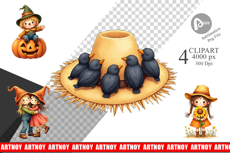 Cottagecore Scarecrows Clipart