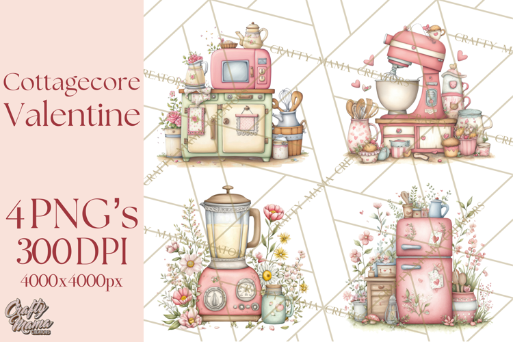 Cottagecore Valentine Kitchen Appliance Clipart PNG Clip Art