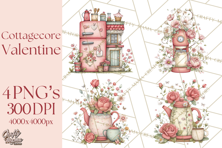 Cottagecore Valentine Kitchen Appliance Clipart PNG Clip Art
