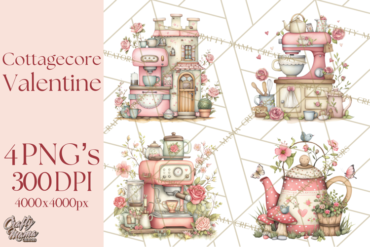 Cottagecore Valentine Kitchen Appliance Clipart PNG Clip Art