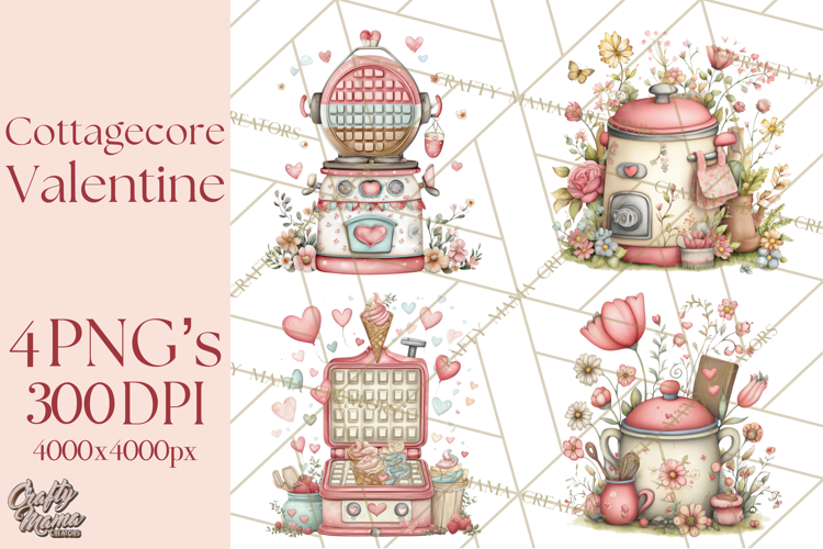 Cottagecore Valentine Kitchen Appliance Clipart PNG Clip Art