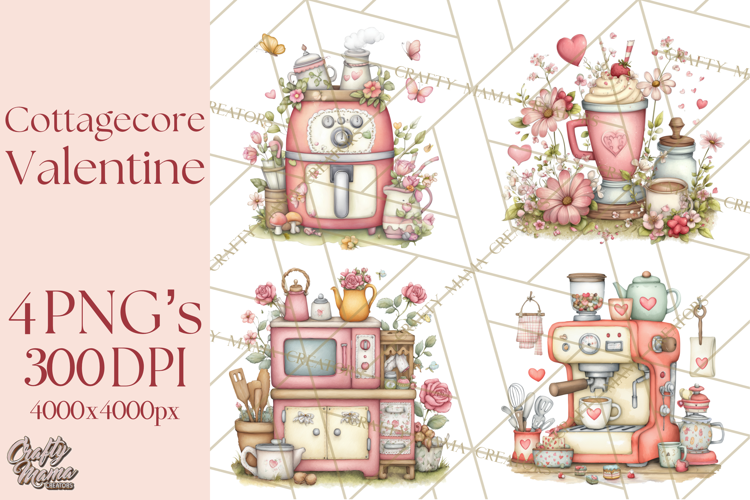 Cottagecore Valentine Kitchen Appliance Clipart PNG Clip Art