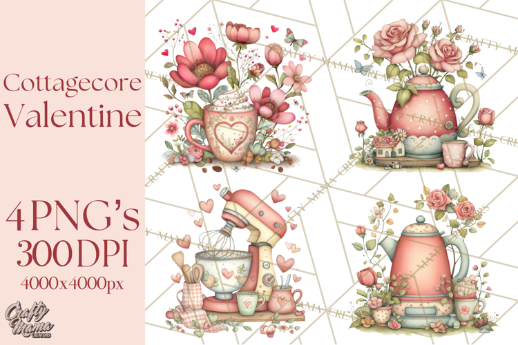 Cottagecore Valentine Kitchen Appliance Clipart PNG Clip Art