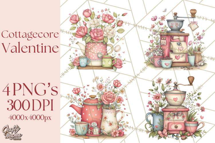 Cottagecore Valentine Kitchen Appliance Clipart PNG Clip Art