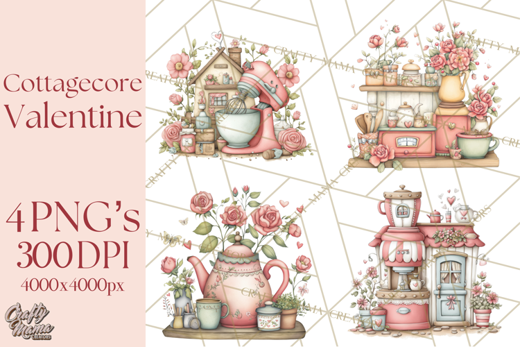 Cottagecore Valentine Kitchen Appliance Clipart PNG Clip Art