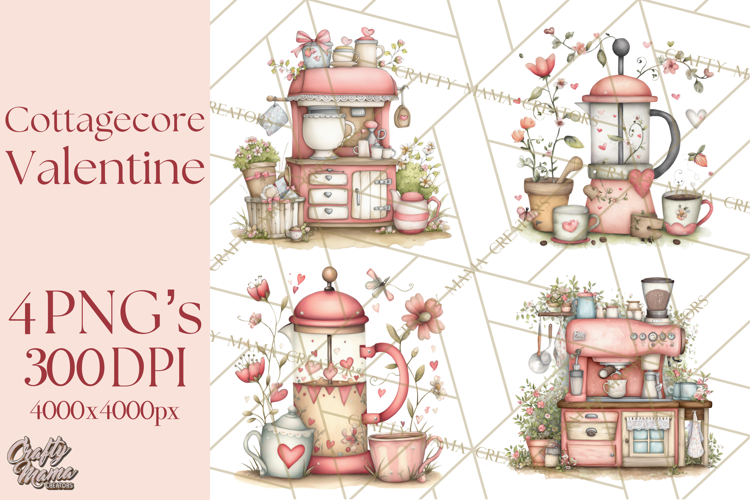 Cottagecore Valentine Kitchen Appliance Clipart PNG Clip Art