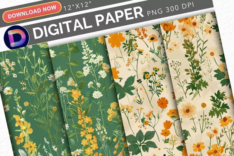 Cottagecore Wildflowers Digital Paper