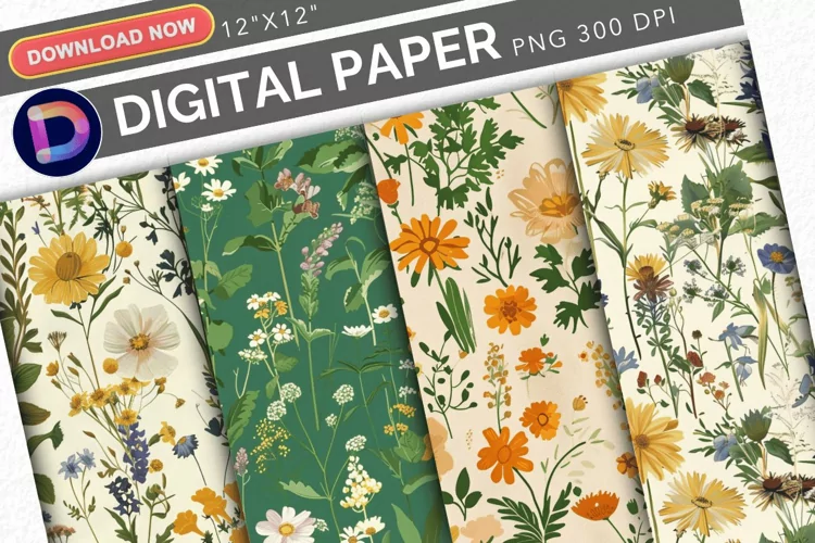 Cottagecore Wildflowers Digital Paper