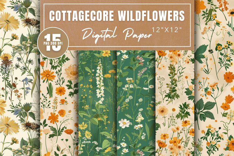 Cottagecore Wildflowers Digital Paper Bundle