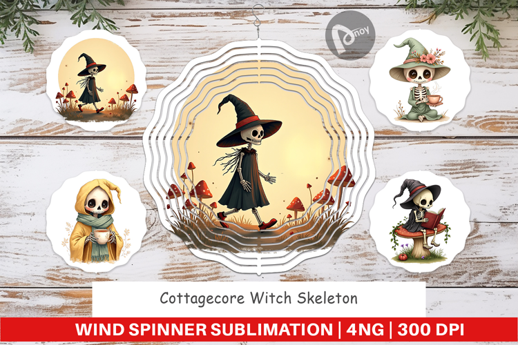 Wind Spinner Cottagecore Witch Skeleton