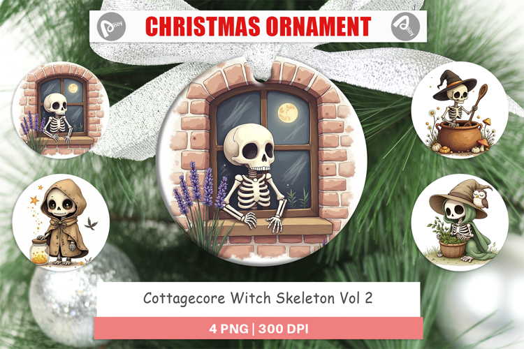 Ornament Cottagecore Witch Skeleton