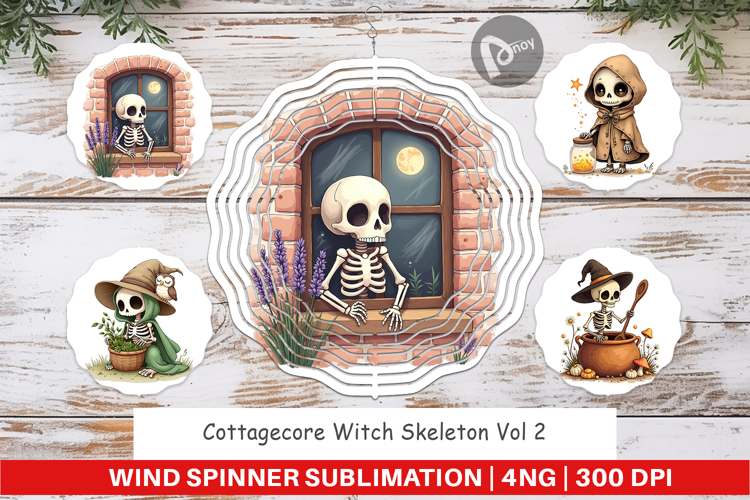 Wind Spinner Cottagecore Witch Skeleton