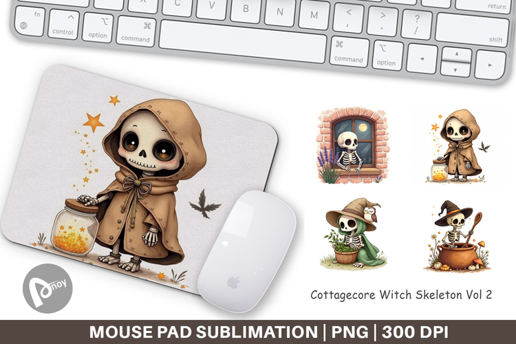 Mouse Pad Cottagecore Witch Skeleton