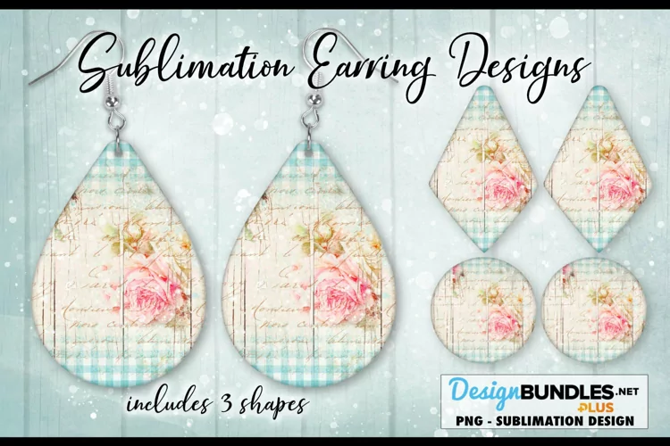 Romantic Cottage Rose with Plaid Sublimation Earring Designs