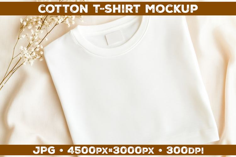 Cotton T-Shirt Mockup on Linen Background