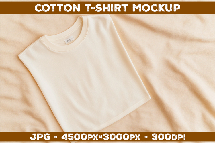 Cotton T-Shirt Mockup on Linen Background