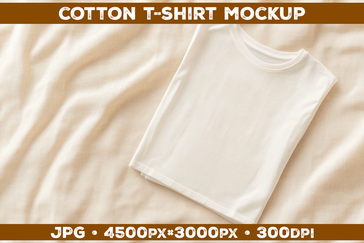 Cotton T-Shirt Mockup on Linen Background